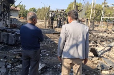 خروج عدد من المنشآت الحيوية من الخدمة في مناطق من مصياف نتيجة العدوان الصهي.وني على محافظة حماه